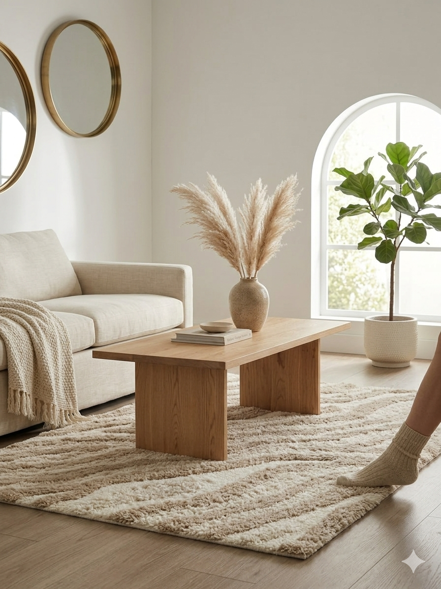 Ivory & Sand Wave textured shag rug
